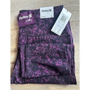 Hurley Purple and Black Abstract Leggings